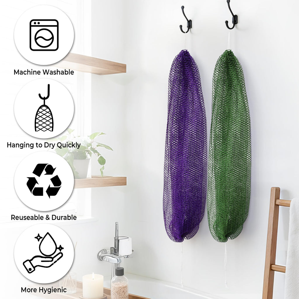 African Net Sponge Authentic - Exfoliating Back Scrub Bath Sponge with Knots - Afro Scrub Body Scrubber Exfoliator Washcloth - African Body Care Daily Use Shower Essentials