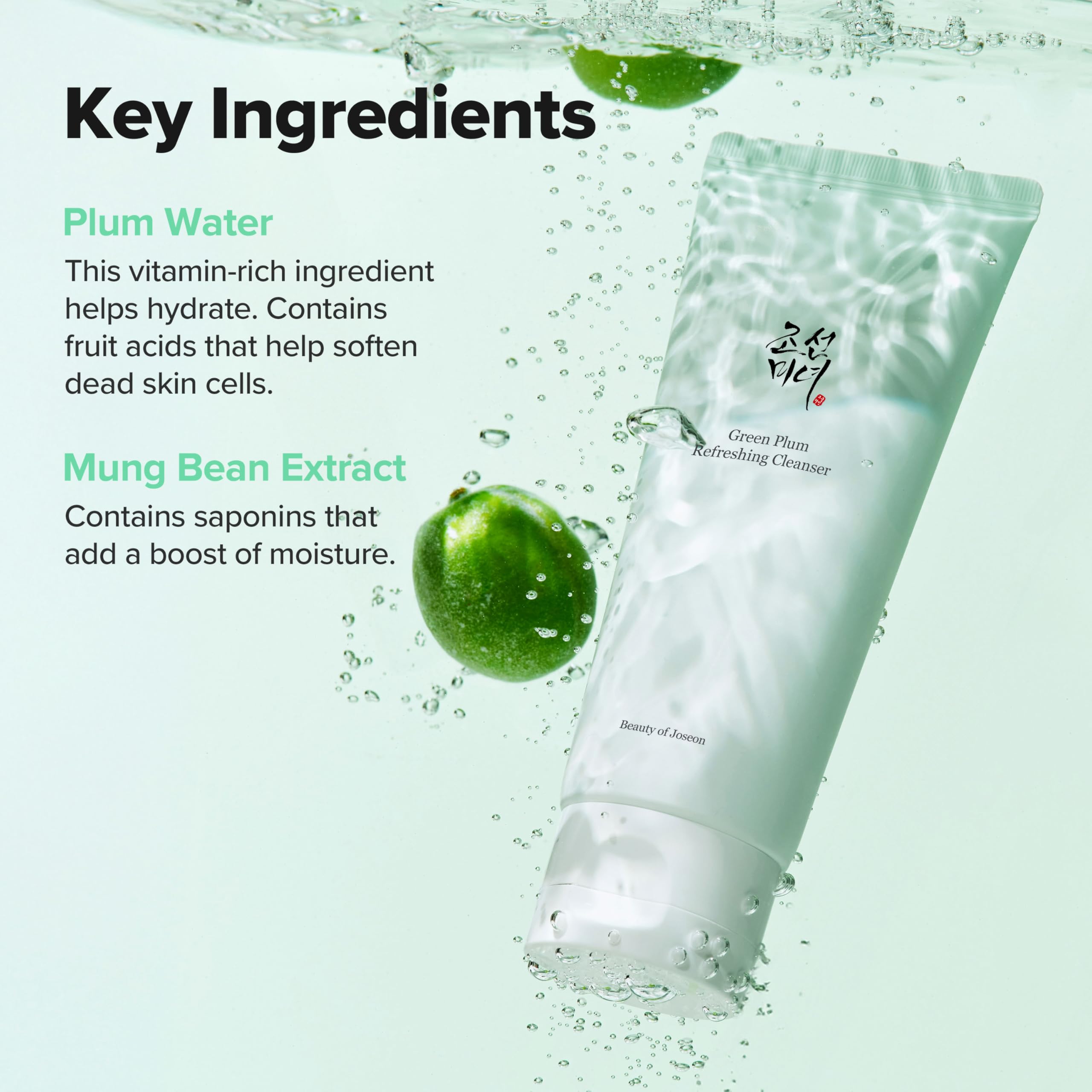 Beauty of Joseon Green Plum Refreshing Cleanser Gel Type Deep Pore Cleansing, Face Cleansers for All Skin Types, Korean Skincare 100ml, 3.38 fl.oz