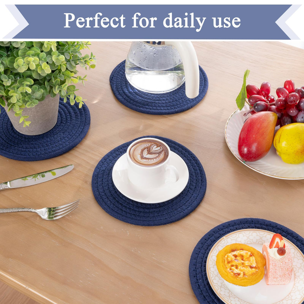 SHACOS 8 Inches Trivets for Hot Dishes, 4 Pieces Cotton Trivets Mats