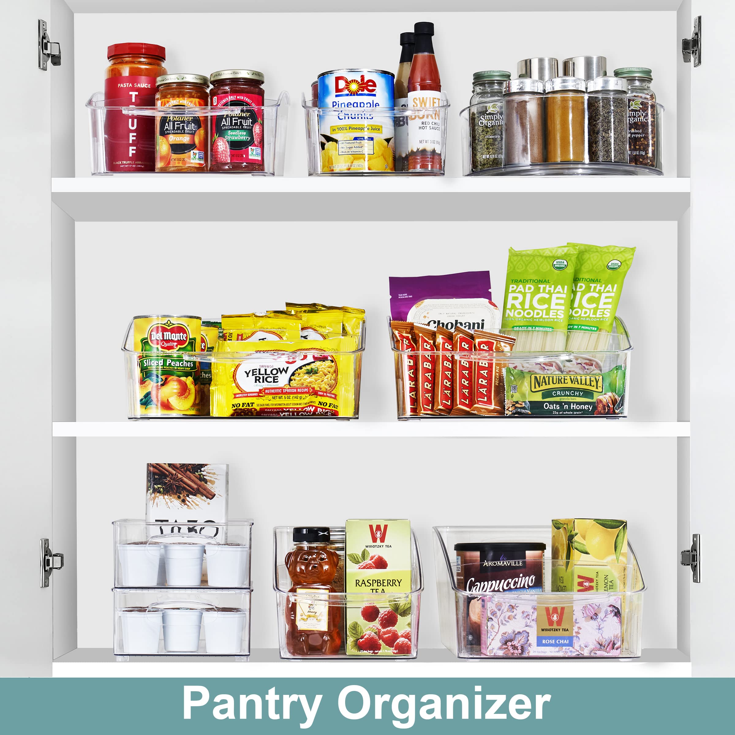 Sorbus Fridge Organizer on Wheels - Rolling Fridge Organizers and Storage Clear Design with Dividers & Handles for Kitchen Organization and Storage - Refrigerator Organizer Bins & Pantry Storage Bins