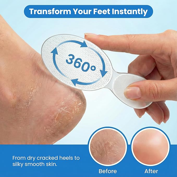 Glass Nano Foot File Callus Remover - Portable Foot Scrubber for Dead Skin & Cracking, Professional Pedicure Foot Care Tool with Nano-Level Grinding Points, Suitable for Wet & Dry Feet