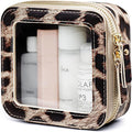 Small Makeup Bag for Purse Accessories Women Clear Cosmetic Mini Pouch Car Essentials Bag Leopard Print Clear Leather Make Up Travel Bag Organizer with Zipper Cute Compact Cheetah Little Toiletry Bag