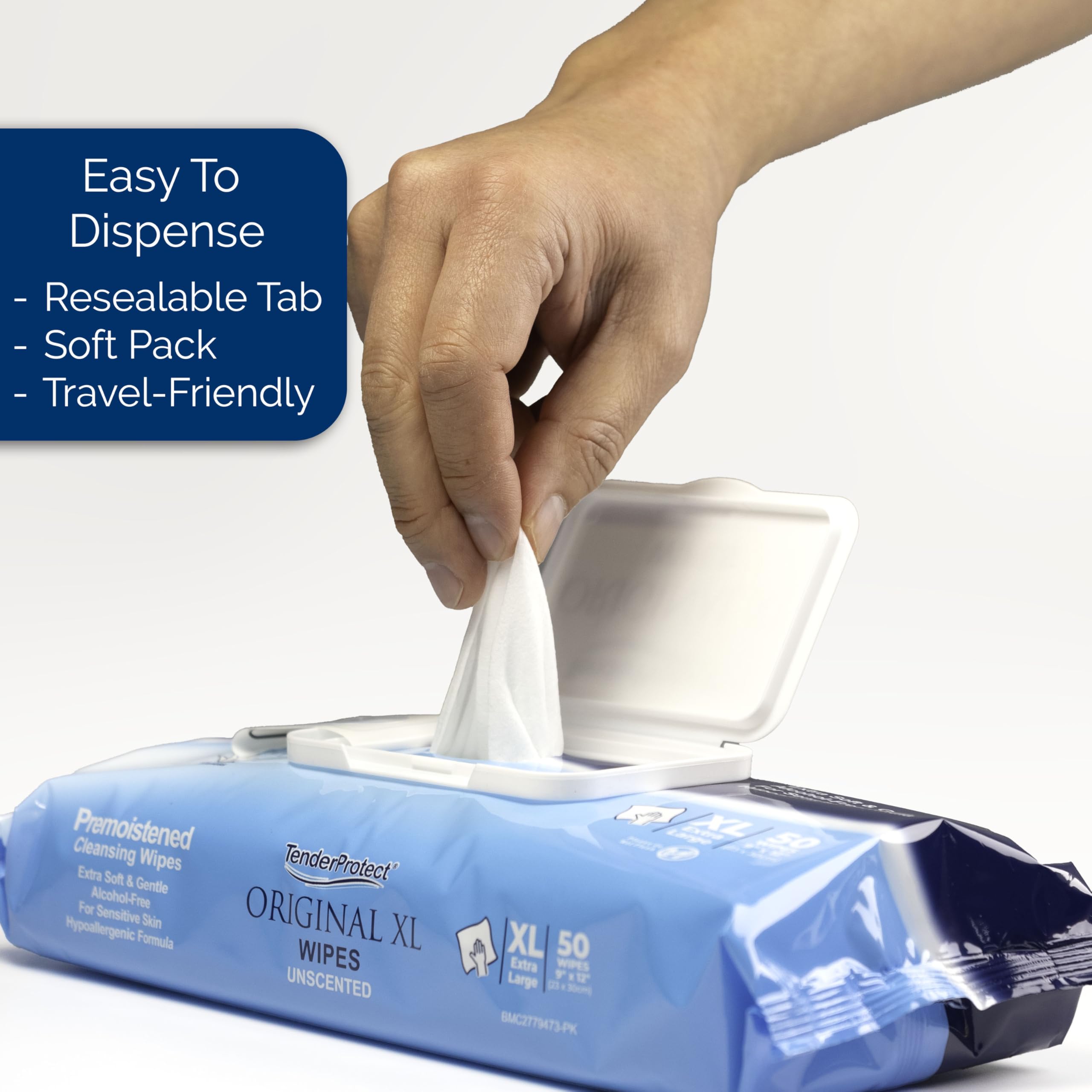 TenderProtect® Original XL Premium Adult Wipes (50/Pk), Extra-Large 9"x12" Wet Wipes with Aloe, Wash Cloths for Babies & Elderly, Incontinence, Hands & Body Cleaning