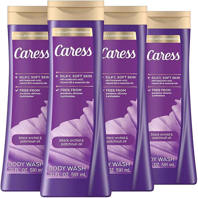 Caress Black Orchid & Patchouli Oil Body Wash, 20 fl oz (4 Pack)