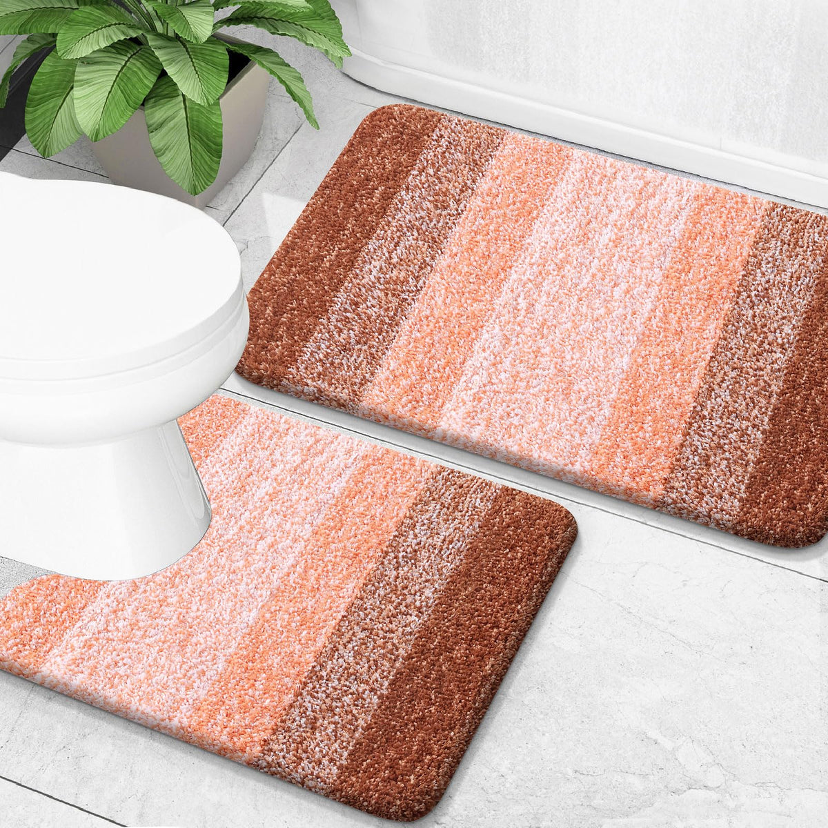 OLANLY Micorfiber Bathroom Rug Set 2 Piece, Soft Absorbent Bath Mats, Black