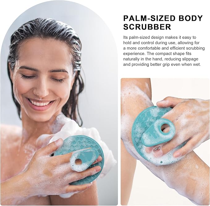 INNERNEED Silicone Body Scrubber Gentle Exfoliating Brush Set, Green+ Pink