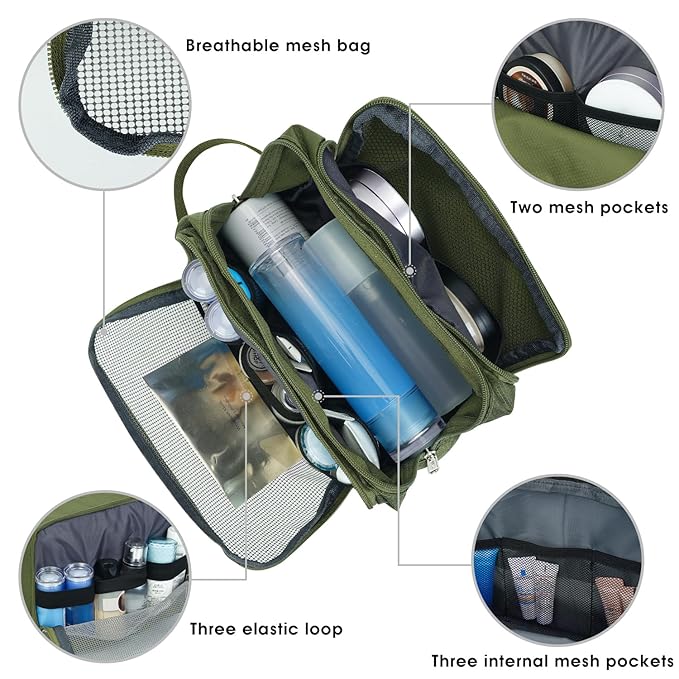 WANDF Travel Toiletry Bag for Men, Small Dopp Kit for Toiletries