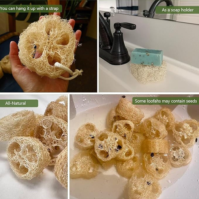 FRTIM Natural Loofah Sponge, Organic Loofah Slices for Soap Making, 20 Pack