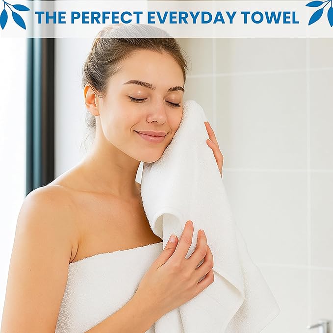 White Salon Towels - 16 x 27 Inch Soft Cotton Hand Towels for Hair Stylists, Barbers & Spas - Quick Dry, Durable Towel for Facial, Pedicure, Manicure & Massage Use - Pack of 12