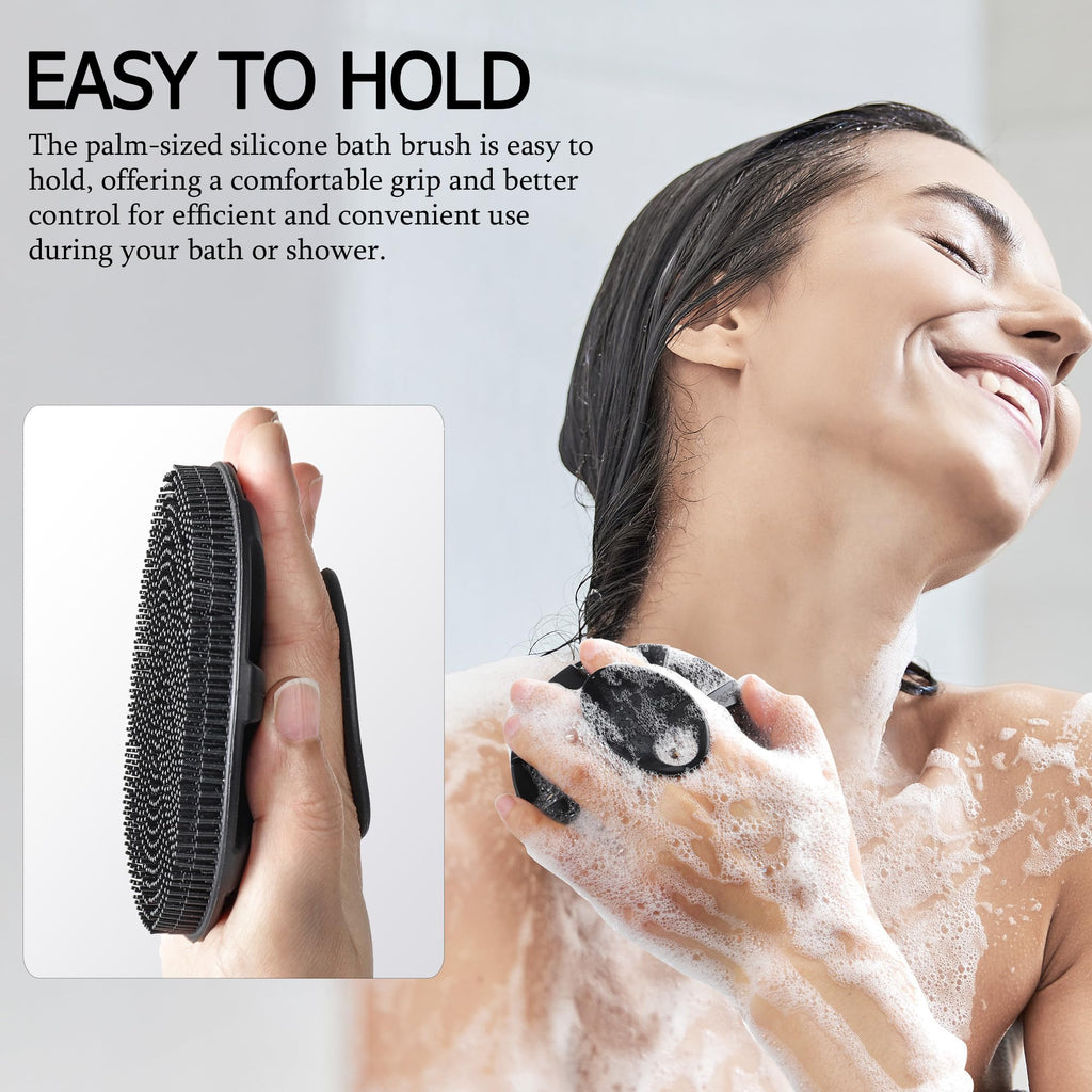 INNERNEED Food-Grade Soft Silicone Body Scrubber Shower Brush, Black