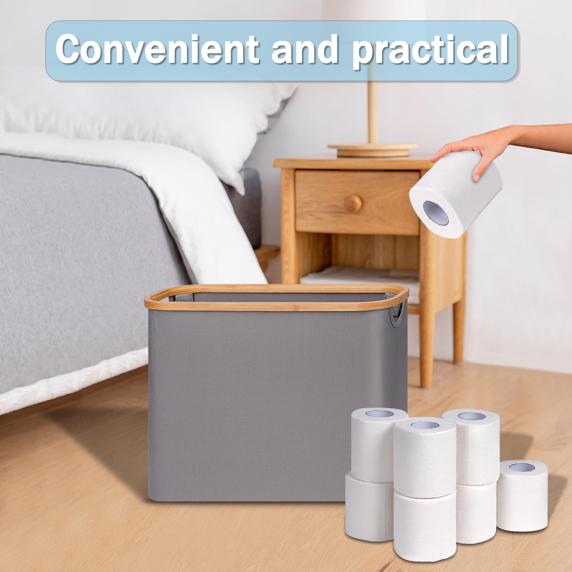 efluky Toilet Paper Storage, Toilet Paper Basket with Lid Organizer for Bathroom, Free Standing Holder with Storage, Grey