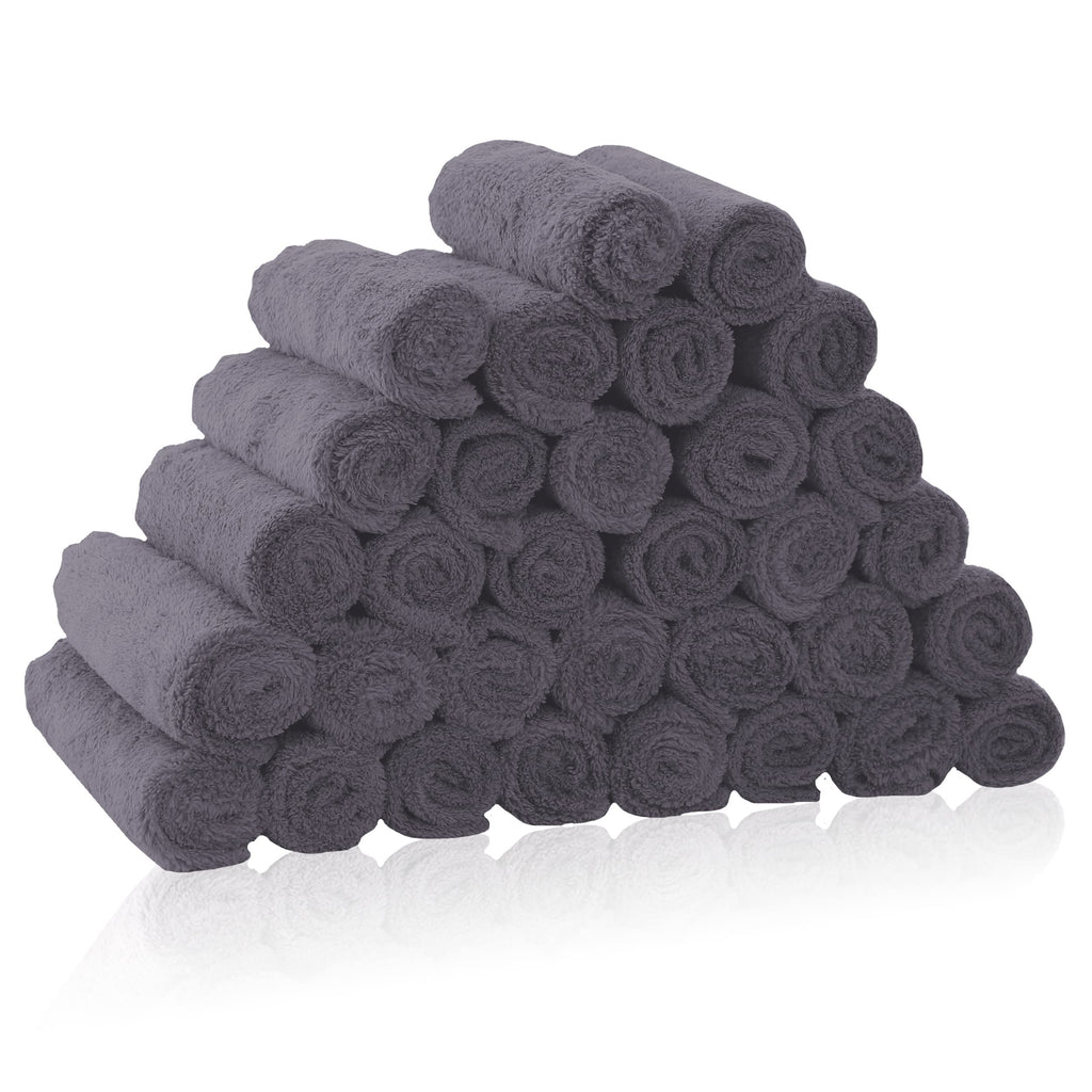 32 Pack Baby Washcloths - Luxury Coral Fleece - Extra Absorbent and Soft Wash Clothes for Newborns, Infants and Toddlers - Suitable for Sensitive Skin and New Born - Baby Shower - Grey, 10x10 Inch