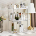 Goderewild 3 Tier Bathroom Counter Organizer, Multi-Purpose Cosmetics Skincare Shelf, Fits A4 Size Makeup Organizer for Office and Vanity Tray, Countertop Storage Solution for Kitchen,Bath.(Clear)