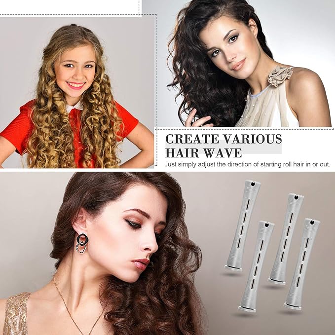 WILLBOND 36 Pieces Cold Wave Rod Hair Perm Rods Hair Rollers Perming Curlers with Steel Rat Tail Comb for Hairdressing Styling