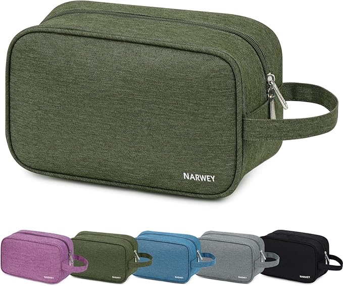 Narwey Travel Toiletry Bag for Women Traveling Dopp Kit Men Travel Bag for Toiletries Cosmetic Bag Makeup Bag Medicine Bag for Traveling (Army Green)