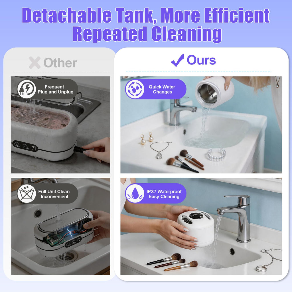 Ultrasonic Retainer Cleaner Machine with UV,Sonic Jewelry Cleaner for Rings
