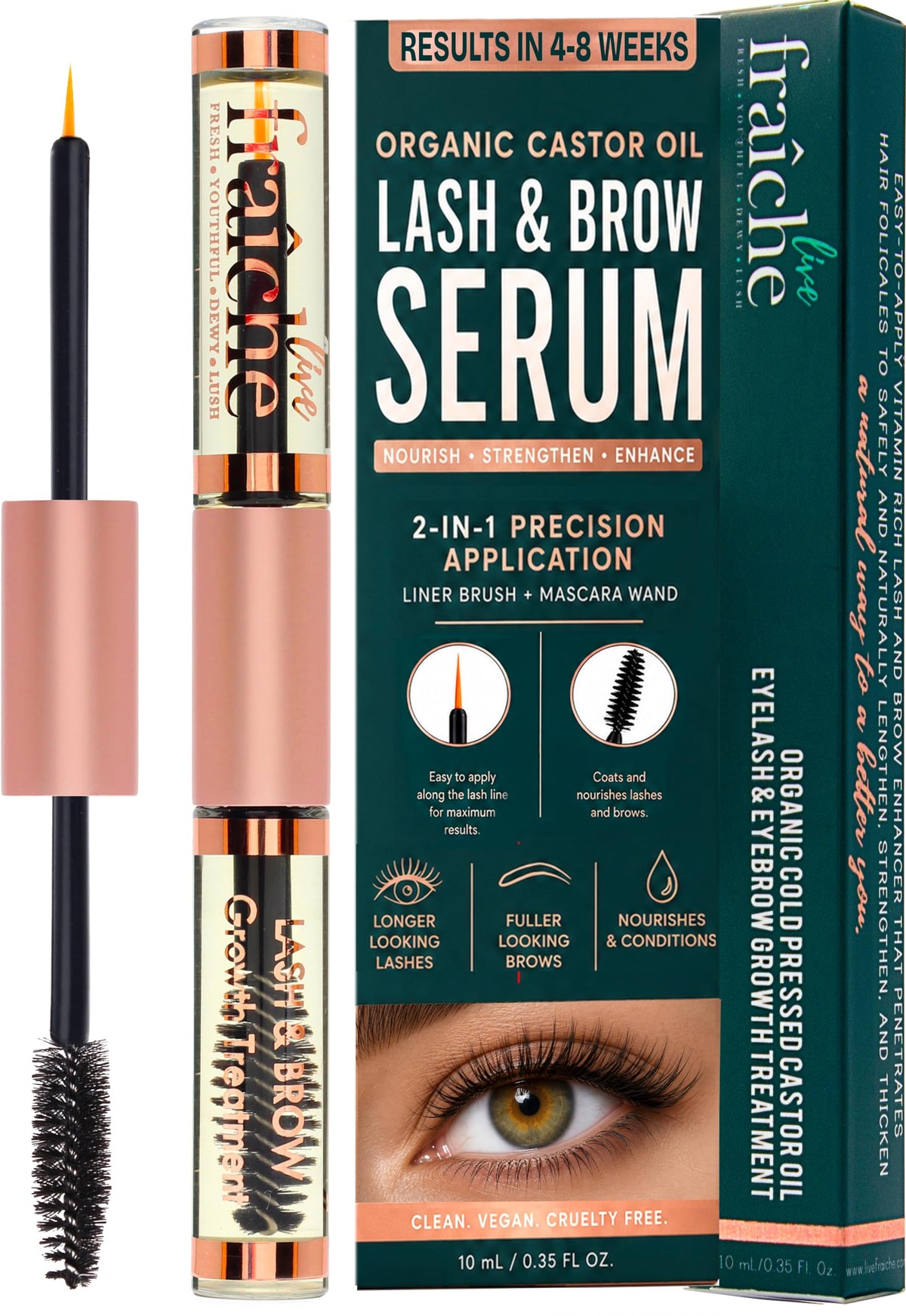 Lash Serum Mascara Tube DOUBLE PACK - Natural Eyelash Serum for Growth, Conditioning &Treatment - Eyelash Growth with Organic Castor Oil to Grow Brows with Eyeliner & Brush