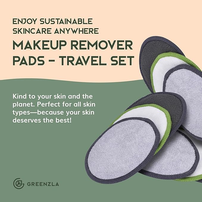 GREENZLA Reusable Makeup Remover Pads |12 Pack | Travel Set