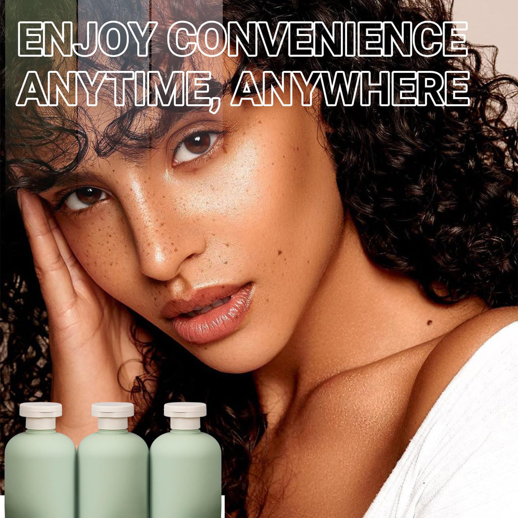 ASEVAT 6.7oz 4Pcs Green Plastic Refillable Travel Shampoo and Conditioner Bottles Plastic Refillable Travel Shampoo Bottles with Flip Cap Shampoo and Conditioner Dispenser