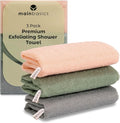 MainBasics Japanese Deep Exfoliating Shower Towel, 3 Pack, Earthy Love