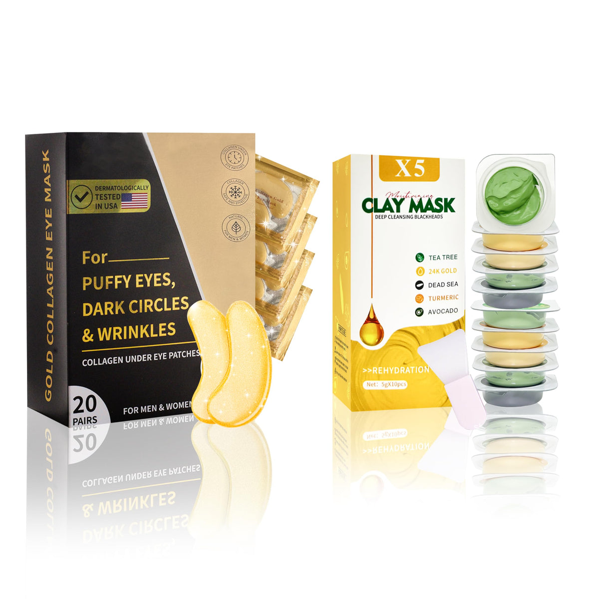 10 Pods Clay Facial Mask Set - Rose, Green Tea, Eggplant, Avocado, Dead Sea Mud, Mud Mask Deep Pore Cleansing Acne Blackhead Removal Men & Women Face Mask Skin Care,Two To Three Times A Week.