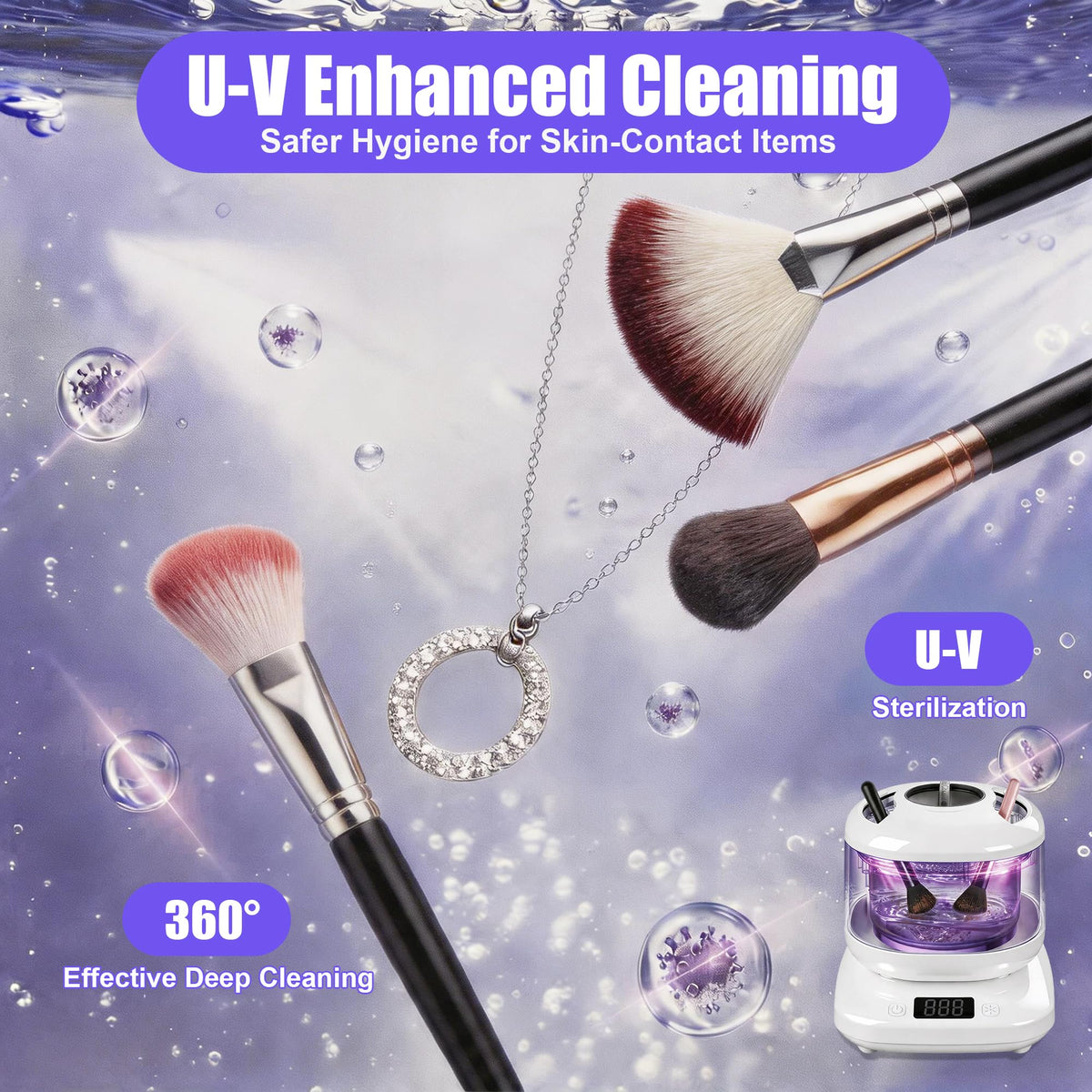 Ultrasonic Retainer Cleaner Machine with UV,Sonic Jewelry Cleaner for Rings
