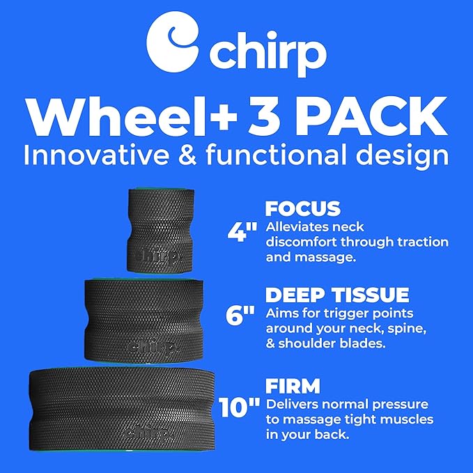 Chirp Wheel+ Foam Roller 3-Pack, Back & Neck Pain Relief, Mint