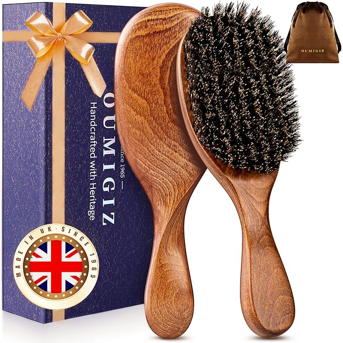 OUMIGIZ Small 100% Boar Bristle Hair Brush Since 1965 British Craftsmanship