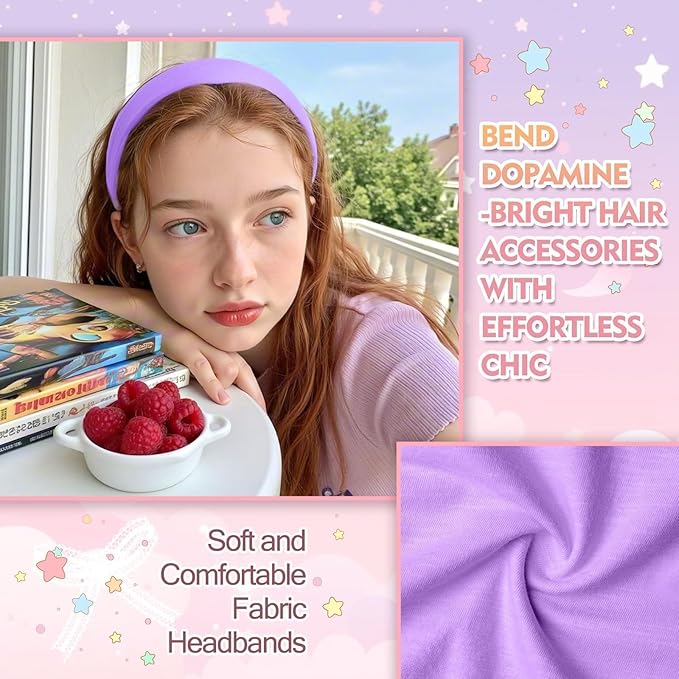 8Pcs Headbands for Women Girls Valentines Day Gifts, Stretchy Soft Neon Head Bands Gift Set Woman Gift for Her Fashion Hair Accessories hairband Galentines Gifts Christmas Easter Basket Stuffers