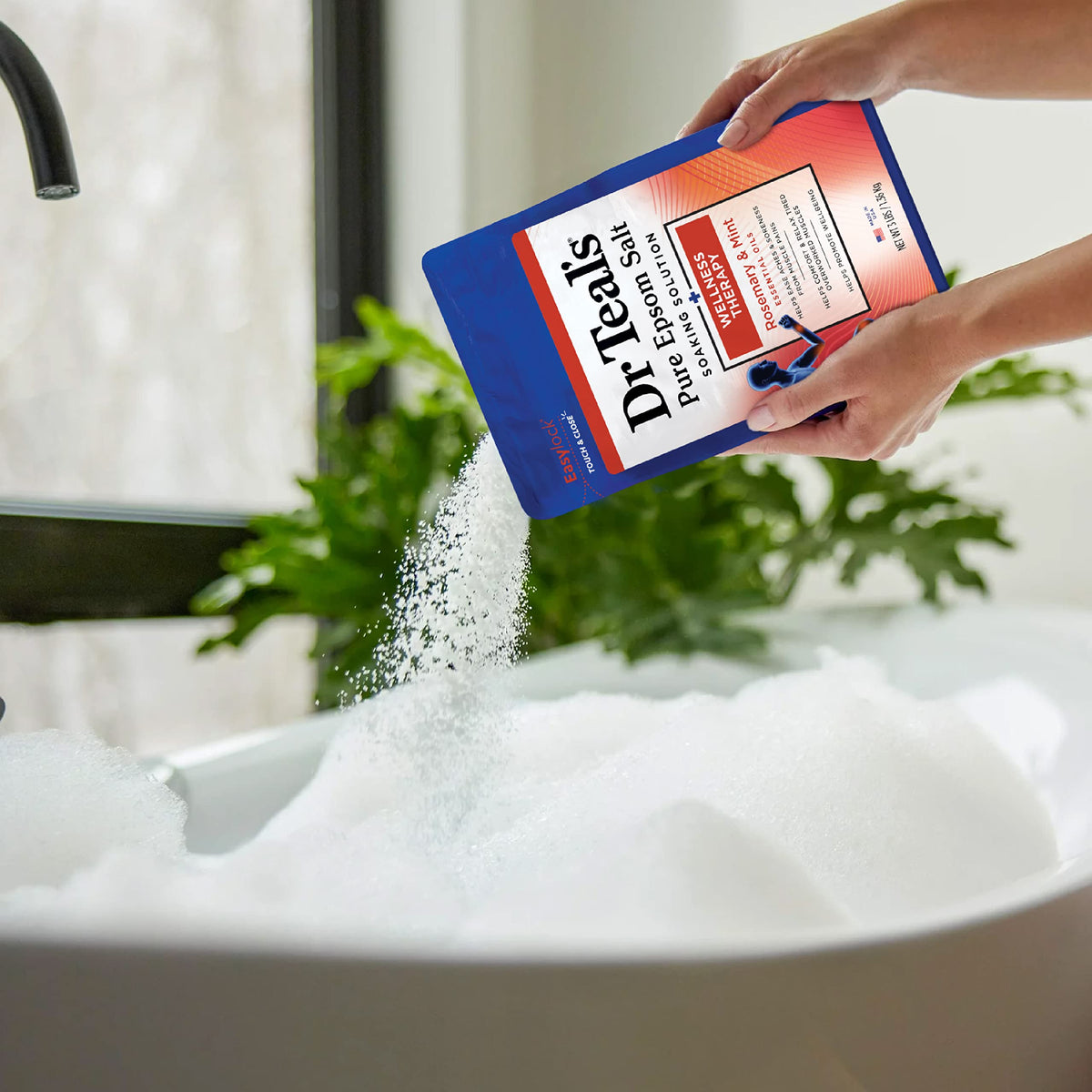 Dr Teal's Pure Epsom Salt Soak, Wellness Therapy with Rosemary & Mint, 3 lbs (Pack of 4)