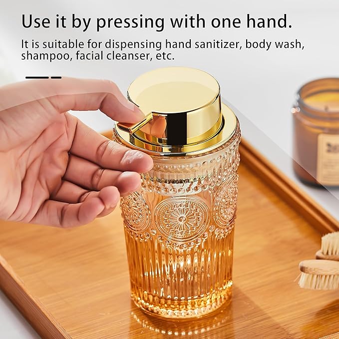 LEICURACE Foaming Hand Soap Dispenser,Glass Foam Soap Dispenser,Refillable Liquid Soap Dispenser,Lotion Dispenser(A4-4-US)
