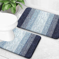 OLANLY Bathroom Rug Set 2 Piece, Soft Absorbent Microfiber Bath Mats and U-Shaped Contour Toilet Rug, Non-Slip, Machine Wash Dry, Plush Shaggy Bath Mats for Bathroom (24"x16"+24"x20", Airy Blue)