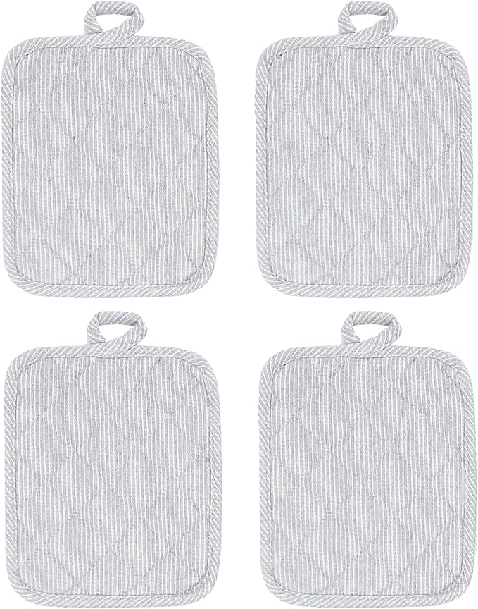 American Linen 8-Pack Heat Resistant Pot Holders & Hot Pads (Grey, 4 Pack)