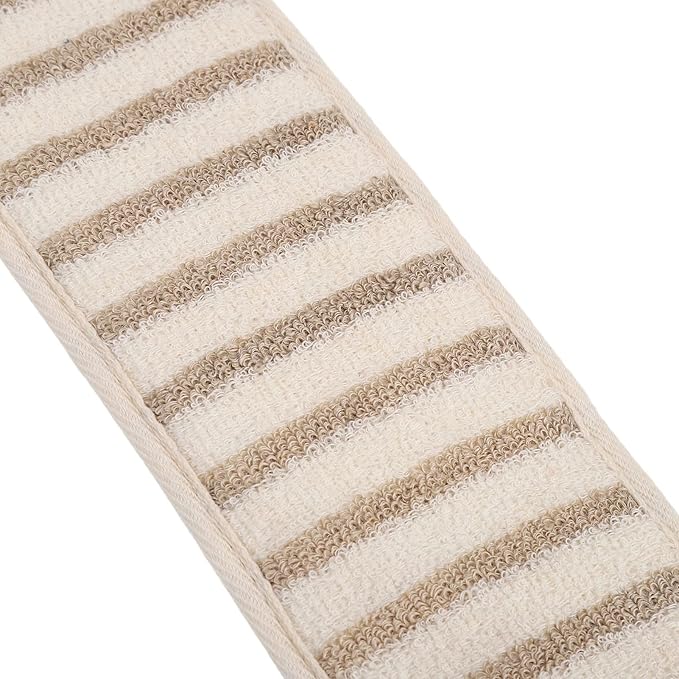 2pcs Linen Back Scrubber with Handles, Exfoliating Body Scrubber with Double Sided Texture, Foldable Portable Back Scrubber Strap for Deep Cleaning, Men Women Shower Back Scrubber for Home Bathroom