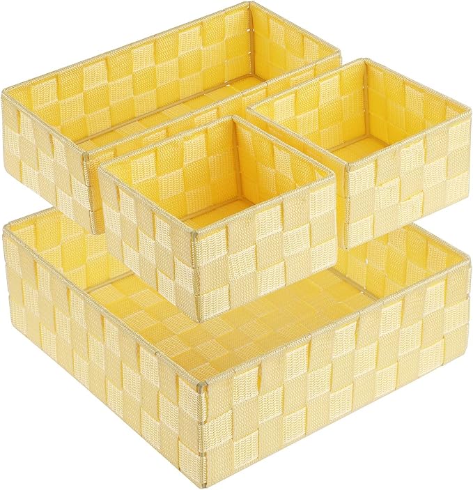 Posprica Woven Storage Baskets for Organizing, Small Baskets Cube Bin Container Tote Organizer Divider for Drawer, Closet, Shelf, Dresser