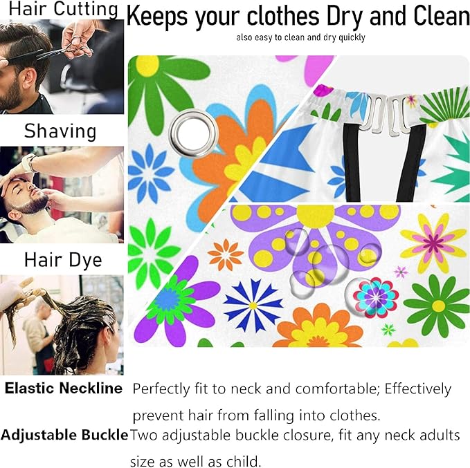 visesunny Barber Cape Colored Little Flower Polyester Hair Cutting Salon Cape Apron Anti-Static Haircut Water-Resistant Shaving Cloth Beard Shaving Bib Hairdressing Cape