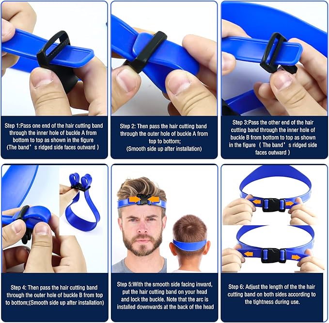 Neckline Shaving Template and Adjustable Hair Trimming Guide,DIY Self Haircutting System, Shaving and Keeping a Clean and Straight Neck Hairline,Easy Use Tool Soft Portable(Blue)