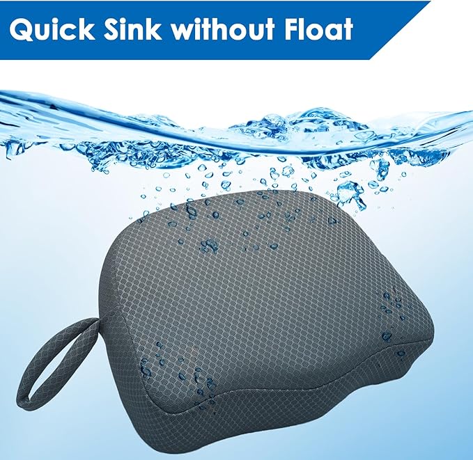 AEROiVi Hot Tub Booster Seat for Adults 5in Thick Weighted Quick Sink Gray