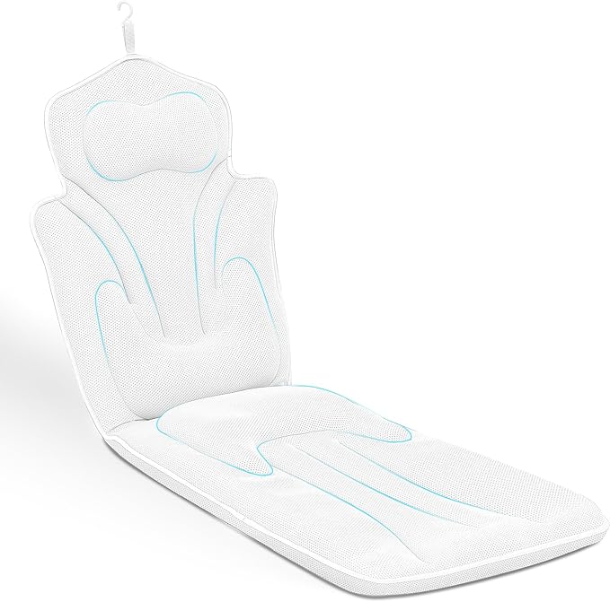 59'' Full Body Bath Pillow for Bathtub 6D Air Mesh 144 Suction Cups