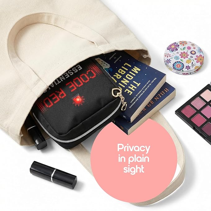 Primo Lines Period Bag – Compact Discreet Tampons & Pad Pouch with Waterproof Lining, Cute & Stylish Period Pouches