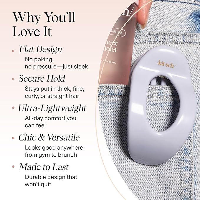Kitsch Medium Flat Claw Clips for Women - Stylish Flat Hair Clips, Strong Hold for Thick & Fine Hair | Non-Slip for Secure, Comfortable All-Day Wear - Hydrangea Breeze