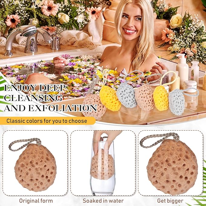 FoldTier 6 Pcs Bath Sponge Deep Cleansing Body Loofah Gentle and Deep Exfoliating Body Scrubber Bath Accessories Men Women Baby Sponge for Bathing Shower (Classic Color)