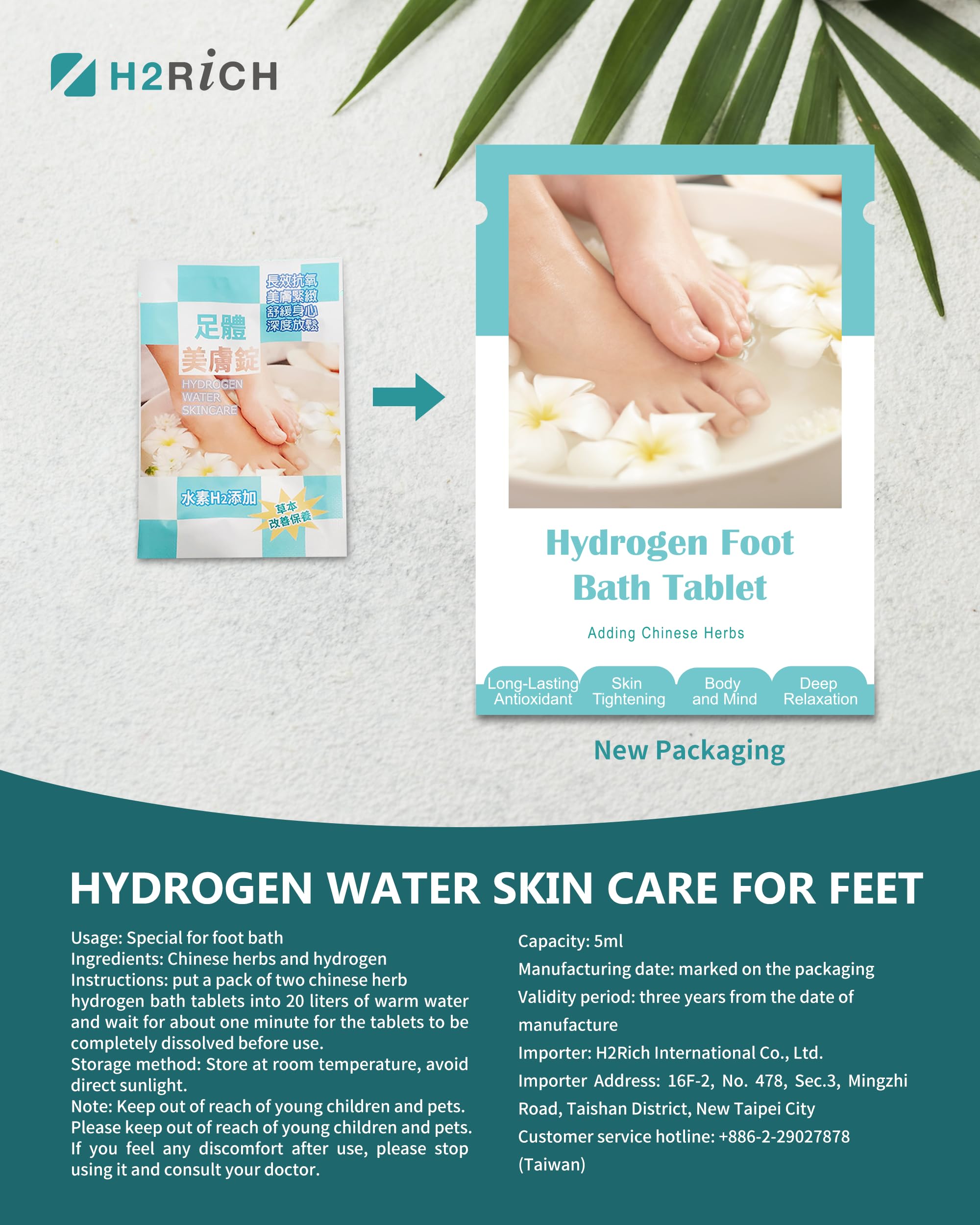 H2RICH Hydrogen Foot Soak Effervescent Tablets 6 Pack | Ginger & Mugwort Herb Foot Bath, Relaxing Spa Pedicure Care | Improves Circulation, Soothes Tired Feet, Softens Calluses, Controls Odor