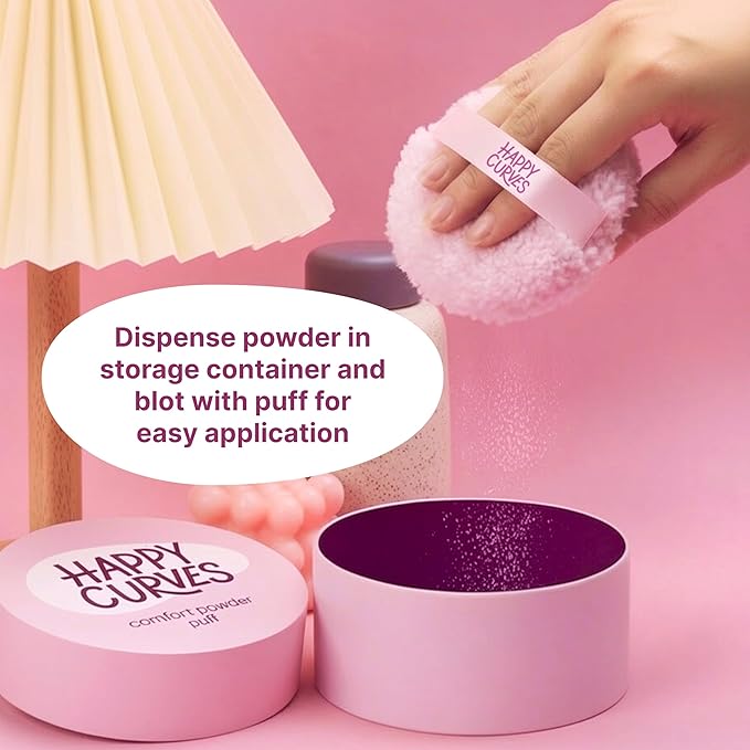 Happy Curves Dusting Powder Puff for All Day Sweat, Odor, & Chafe Defense, Body Powder Applicator (Powder Sold Separately)