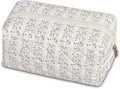 GISMTR Quilted Makeup Bag Floral Cotton Make up Bag Puffy Coquette Makeup pouch Aesthetic Cute Travel Toiletry Bag for Women Girls