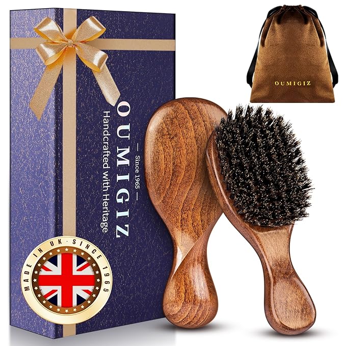 OUMIGIZ Small 100% Boar Bristle Hair Brush Since 1965 British Craftsmanship
