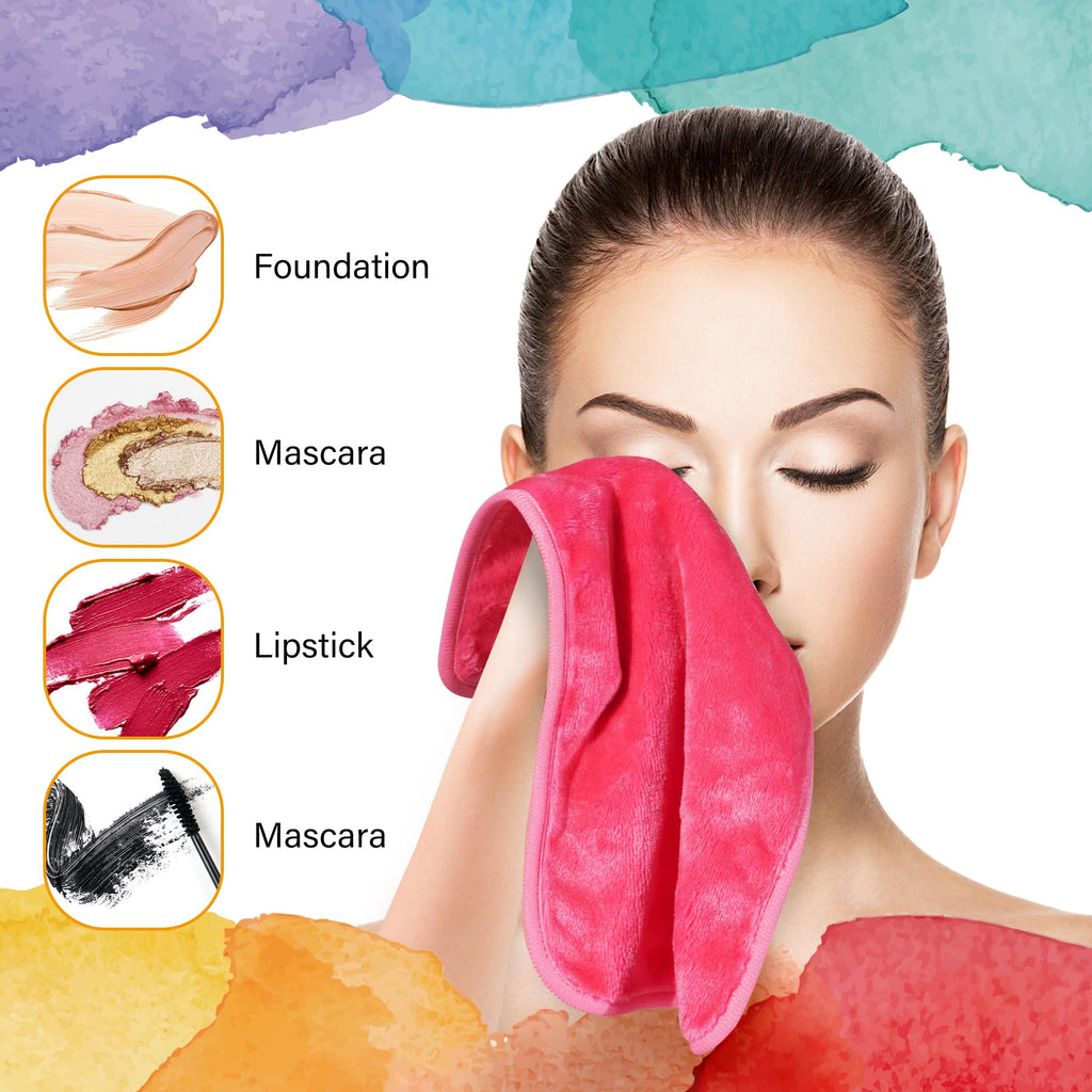 Nugilla Makeup Remover Cloths, 8 Packs Makeup Remover Towels Reusable Face Wash Cloth, Soft Microfiber Face Cloth for Women