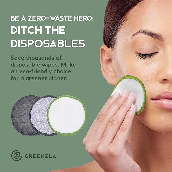 GREENZLA Reusable Makeup Remover Pads |12 Pack | Travel Set