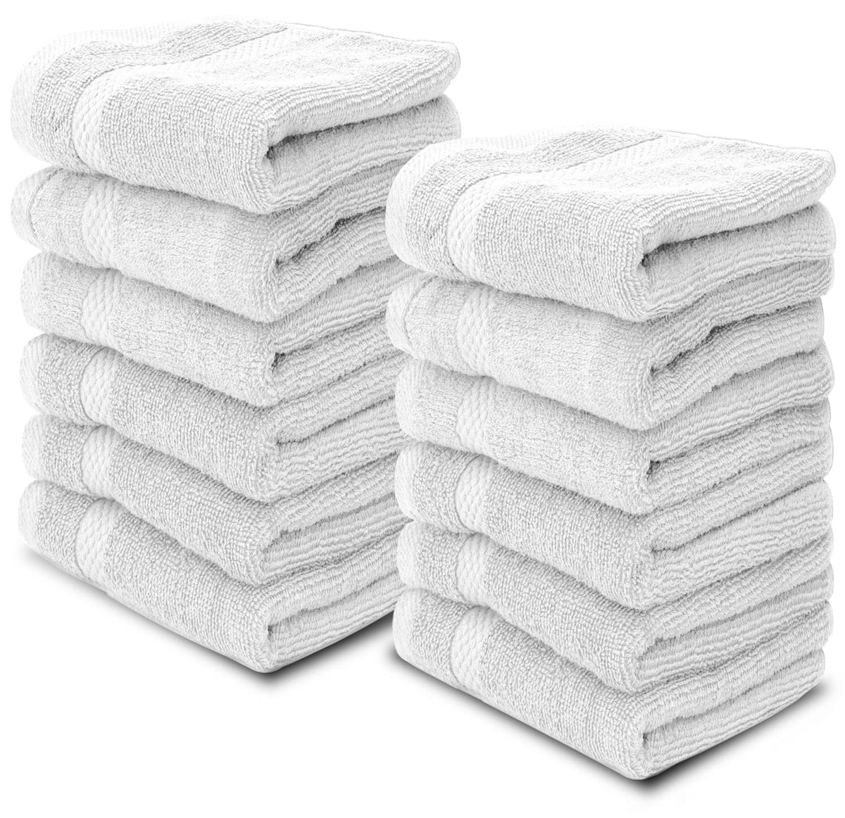 White Classic Luxury Dark Gray Washcloths 12 Pack - 13x13, Turkish Cotton
