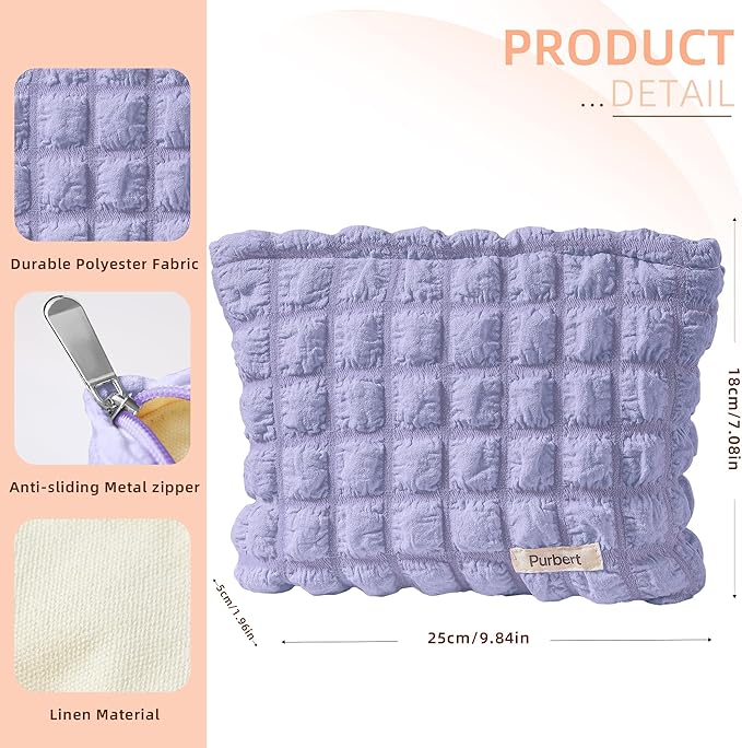 Purbert Bubble Cloud Makeup Bag - Large Capacity Travel Cosmetic Organizer